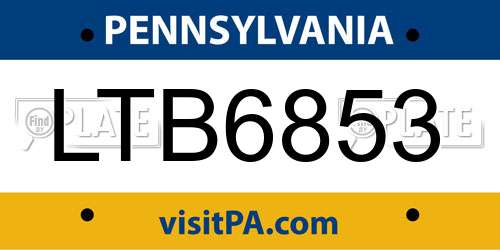 LTB6853 Pennsylvania License Plate
