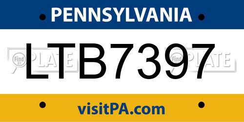 LTB7397 Pennsylvania License Plate