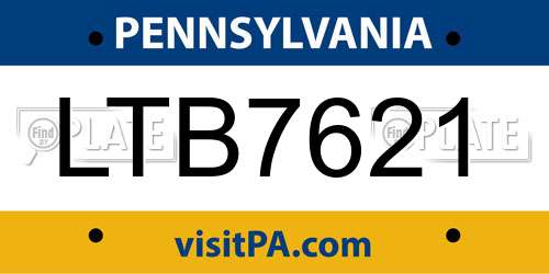 LTB7621 Pennsylvania License Plate