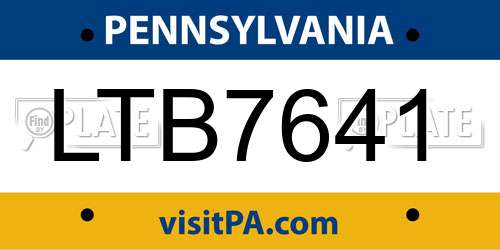 LTB7641 Pennsylvania License Plate