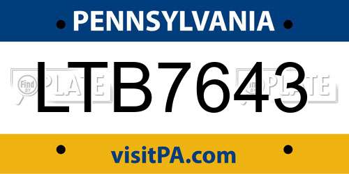 LTB7643 Pennsylvania License Plate