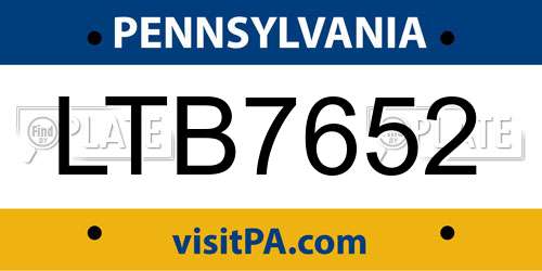 LTB7652 Pennsylvania License Plate
