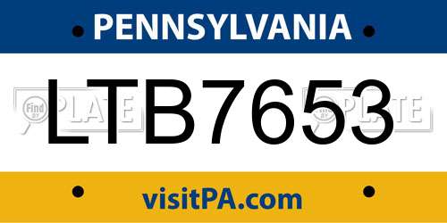LTB7653 Pennsylvania License Plate