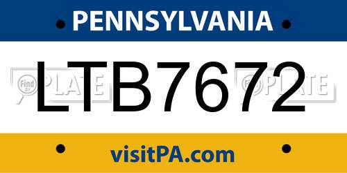 LTB7672 Pennsylvania License Plate