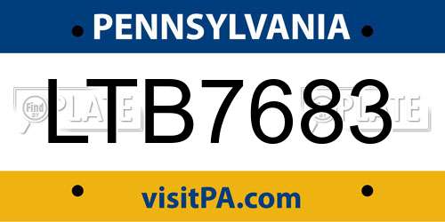 LTB7683 Pennsylvania License Plate