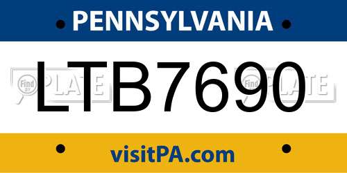 LTB7690 Pennsylvania License Plate