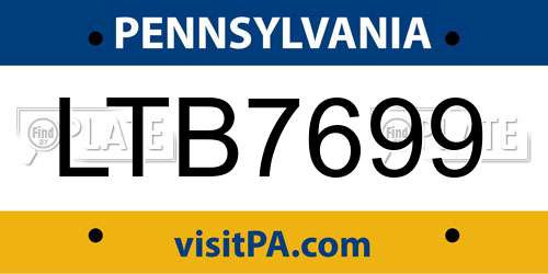 LTB7699 Pennsylvania License Plate