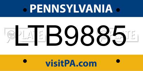LTB9885 Pennsylvania License Plate