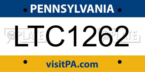 LTC1262 Pennsylvania License Plate