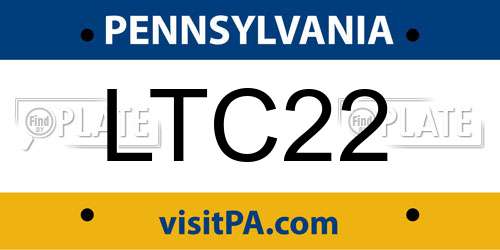 LTC22 Pennsylvania License Plate