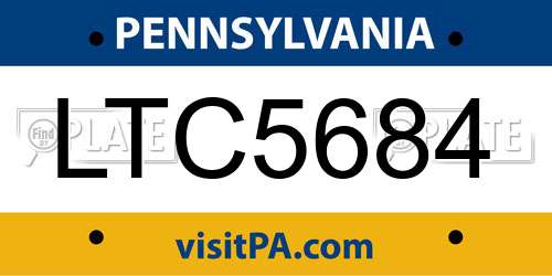 LTC5684 Pennsylvania License Plate
