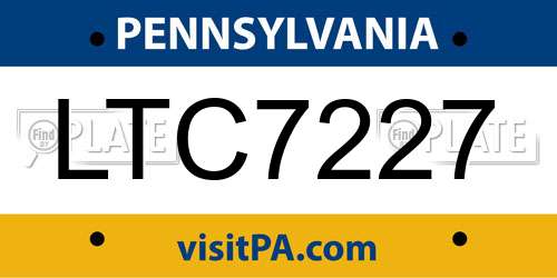 LTC7227 Pennsylvania License Plate