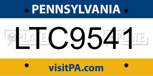 LTC9541 Pennsylvania License Plate