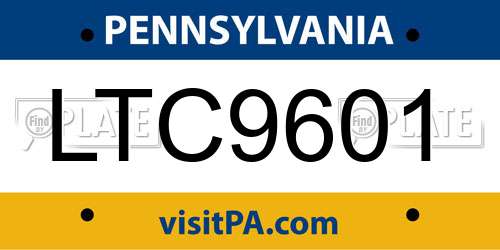 LTC9601 Pennsylvania License Plate