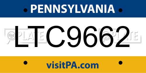 LTC9662 Pennsylvania License Plate