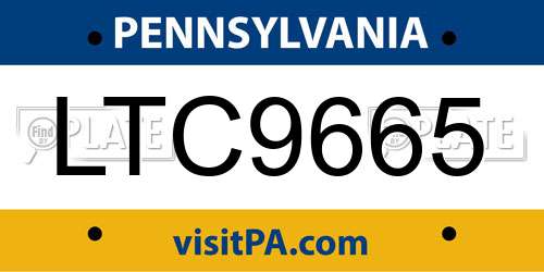 LTC9665 Pennsylvania License Plate