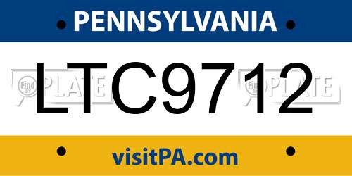 LTC9712 Pennsylvania License Plate