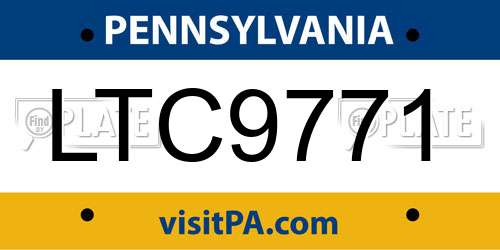LTC9771 Pennsylvania License Plate