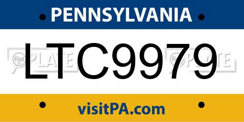 LTC9979 Pennsylvania License Plate