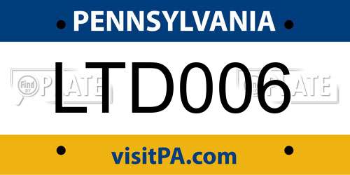 LTD006 Pennsylvania License Plate