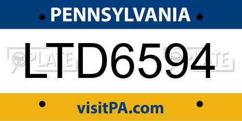 LTD6594 Pennsylvania License Plate