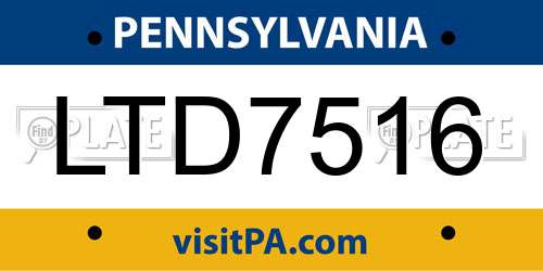 LTD7516 Pennsylvania License Plate