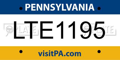 LTE1195 Pennsylvania License Plate
