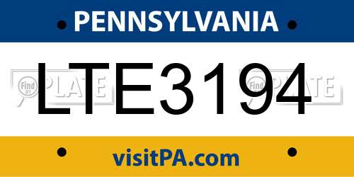 LTE3194 Pennsylvania License Plate