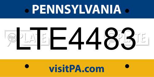 LTE4483 Pennsylvania License Plate
