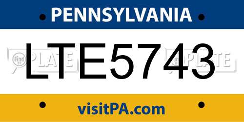 LTE5743 Pennsylvania License Plate