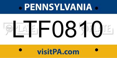 LTF0810 Pennsylvania License Plate