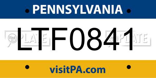 LTF0841 Pennsylvania License Plate