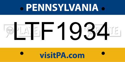 LTF1934 Pennsylvania License Plate
