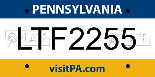 LTF2255 Pennsylvania License Plate