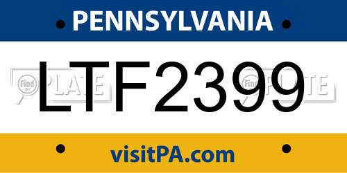 LTF2399 Pennsylvania License Plate