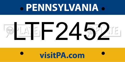 LTF2452 Pennsylvania License Plate