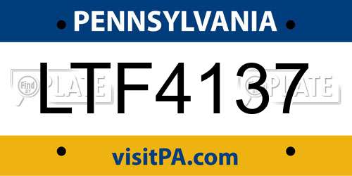 LTF4137 Pennsylvania License Plate