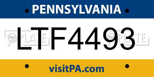 LTF4493 Pennsylvania License Plate