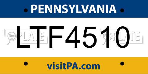 LTF4510 Pennsylvania License Plate