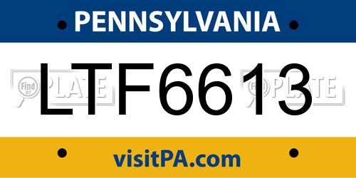 LTF6613 Pennsylvania License Plate