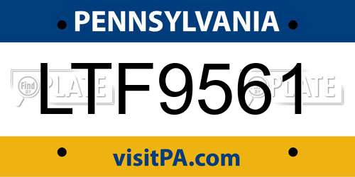 LTF9561 Pennsylvania License Plate