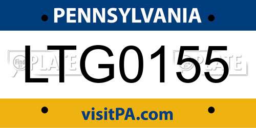 LTG0155 Pennsylvania License Plate