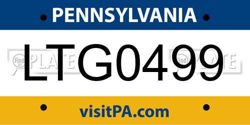 LTG0499 Pennsylvania License Plate