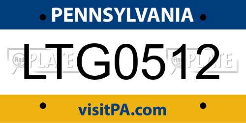 LTG0512 Pennsylvania License Plate
