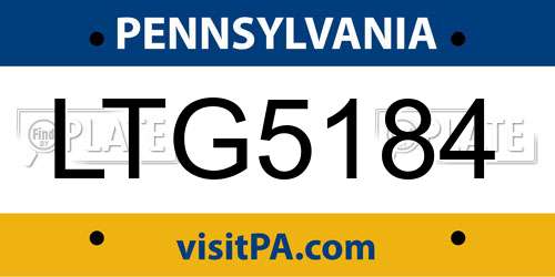 LTG5184 Pennsylvania License Plate