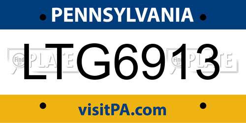 LTG6913 Pennsylvania License Plate