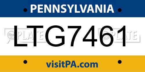 LTG7461 Pennsylvania License Plate
