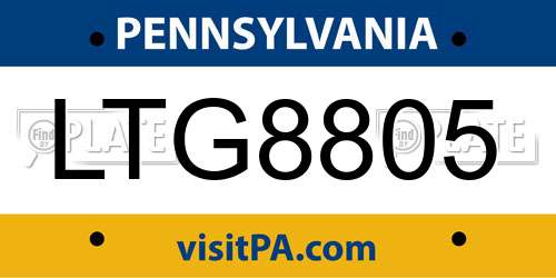 LTG8805 Pennsylvania License Plate