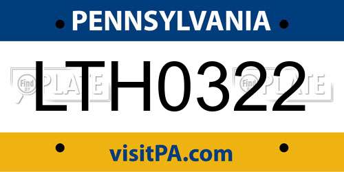 LTH0322 Pennsylvania License Plate