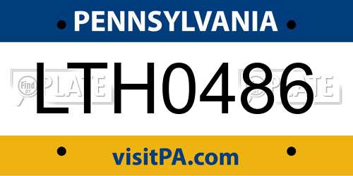 LTH0486 Pennsylvania License Plate